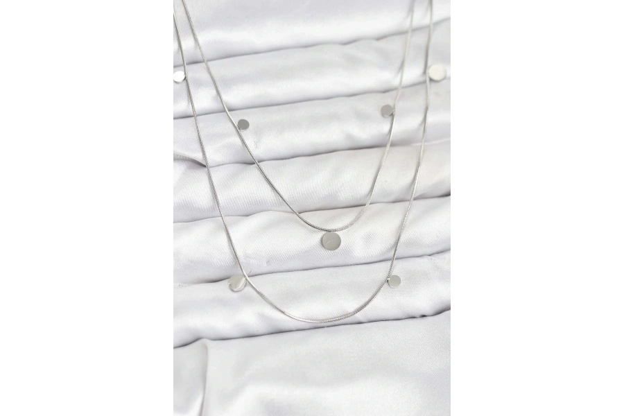 Shoecide 316l Çelik Zincir Gümüş Renk Pullu Kadın Kolye