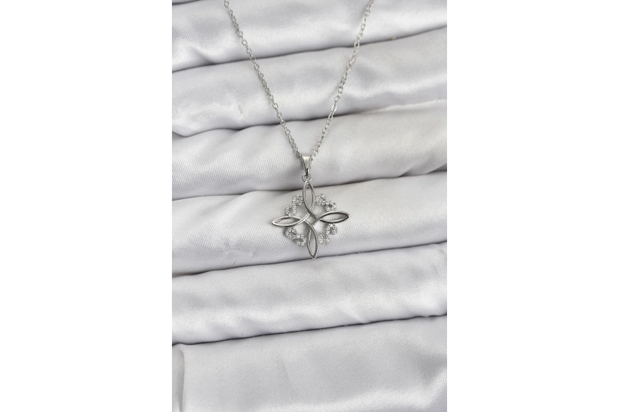 Shoecide 316l Çelik Zincir Gümüş Renk Sonsuzluk Model Zirkon Taşlı Kadın Kolye