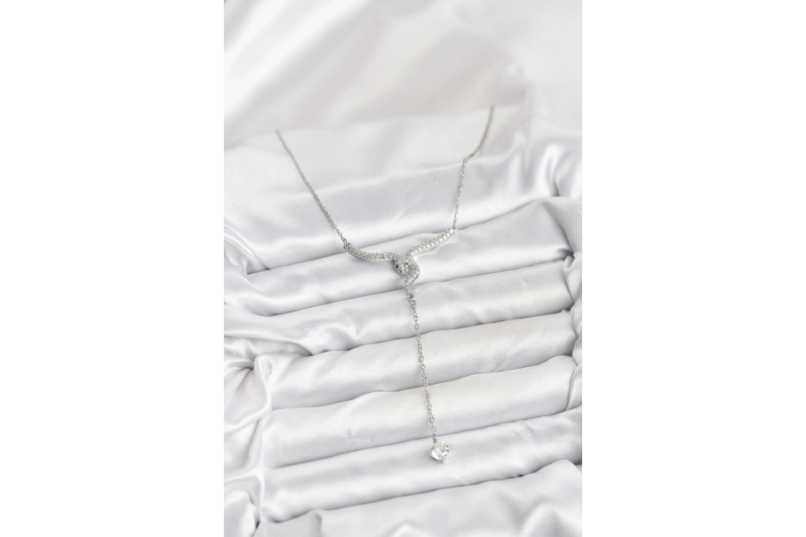 Shoecide 316l Çelik Zincir Gümüş Renk Yılan Model Y Kolye