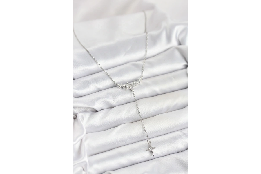 Shoecide 316l Çelik Zincir Gümüş Renk Yıldız Model Y Kadın Kolye