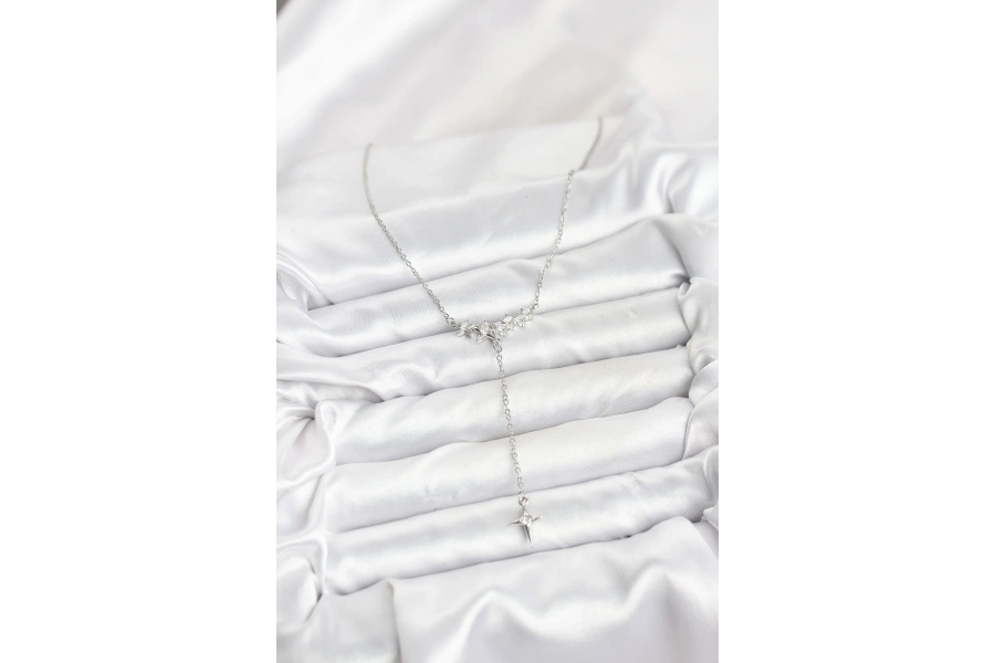 Shoecide 316l Çelik Zincir Gümüş Renk Yıldız Model Y Kadın Kolye