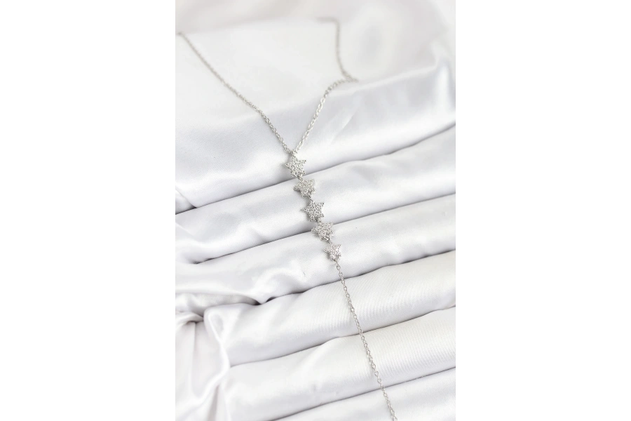 Shoecide 316l Çelik Zincir Gümüş Renk Yıldız Model Y Kolye