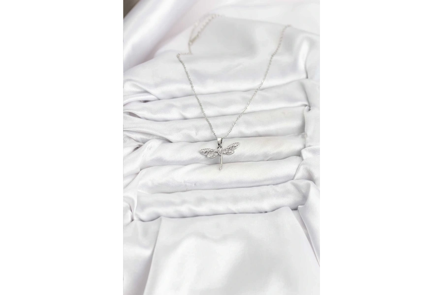 Shoecide 316l Çelik Zincir Gümüş Renk Yusufçuk Model Kadın Kolye