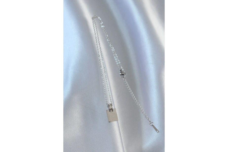 Shoecide 316l Çelik Zincir Gümüş Renk Zirkon Taşlı Aşk Mektubu Kolye