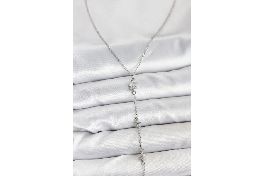 Shoecide 316l Çelik Zincir Gümüş Renkli Yıldız Model Kadın Y Kolye