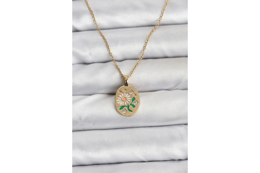 Shoecide 316l Çelik Zincir Papatya Figürlü Kadın Kolye