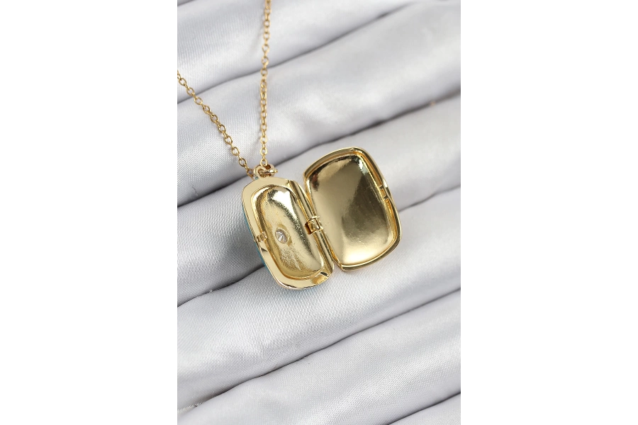 Shoecide 316l Çelik Zirkon Taşlı Açılabilr Kapaklı Kutup Yıldzı Model Gold Renk Kadın Kolye