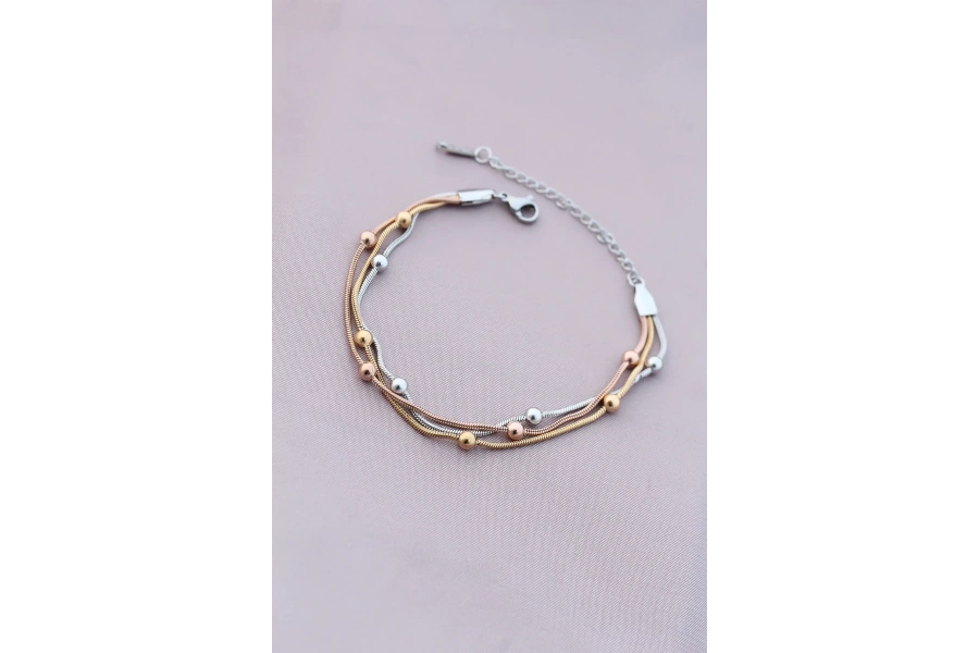 Shoecide 316l Kararmaz Çelik Gümüş Renk Top Zincirli Kadın Bileklik