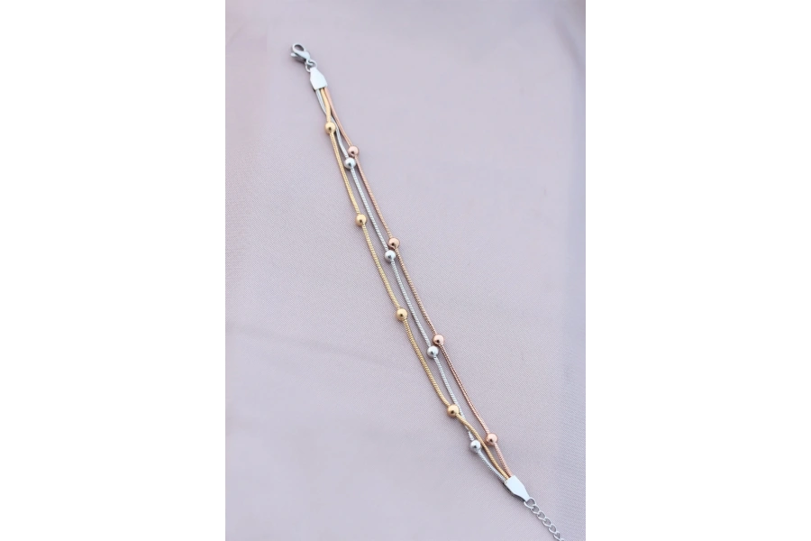 Shoecide 316l Kararmaz Çelik Gümüş Renk Top Zincirli Kadın Bileklik