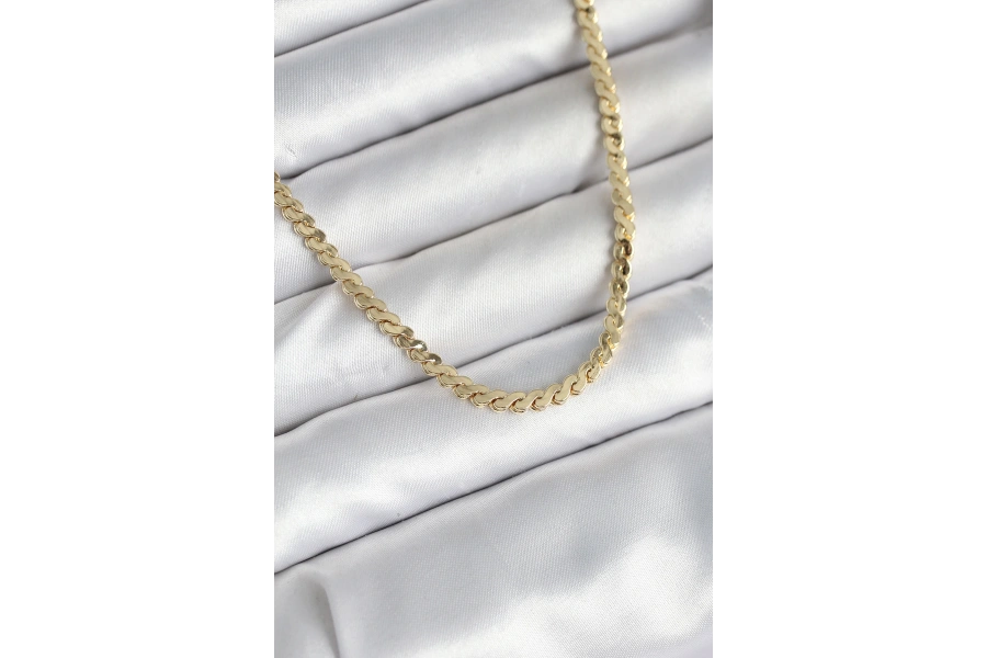 Shoecide 60 Cm Gold Renk Pirinç Yassı Zincir Model Kadın Kolye