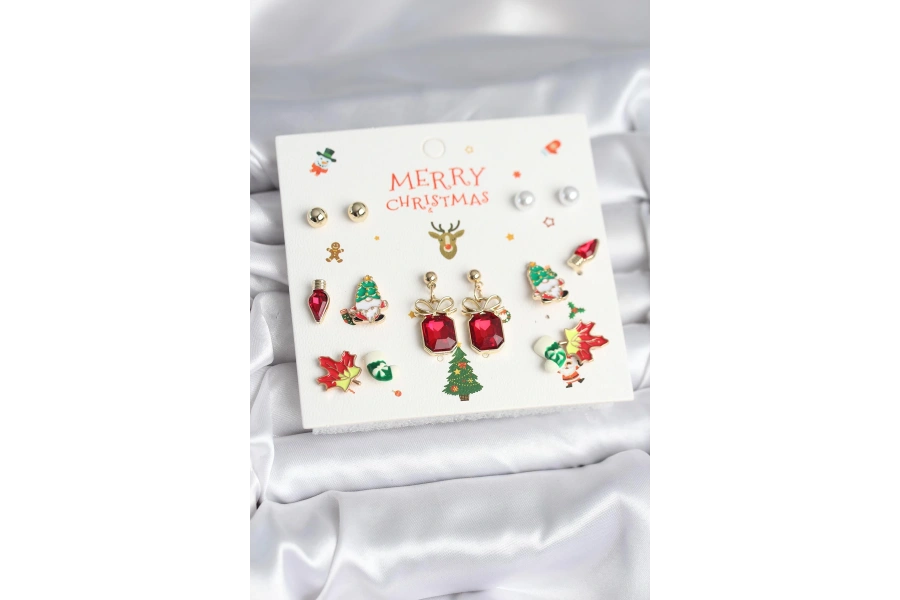 Shoecide 8 Çift Yılbaşı Temalı Kadın Küpe