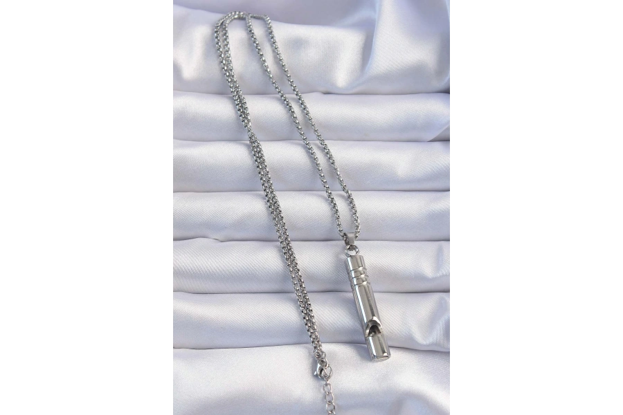 Shoecide Acil Durum Düdüğü 316l Çelik Kararma Yapmaz Yüksek Desibel Kolye Unisex