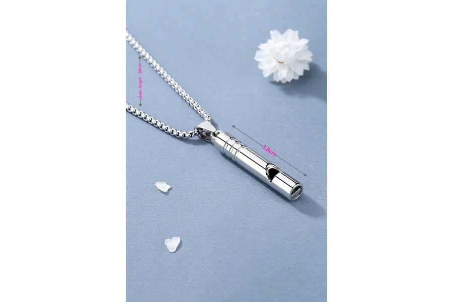 Shoecide Acil Durum Düdüğü 316l Çelik Kararma Yapmaz Yüksek Desibel Kolye Unisex