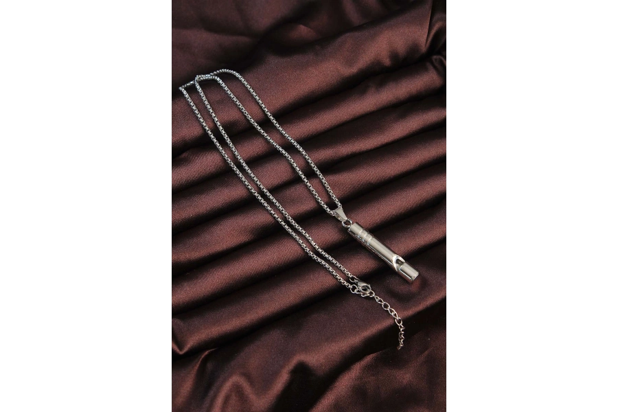 Shoecide Acil Durum Düdüğü 316l Çelik Kararma Yapmaz Yüksek Desibel Kolye Unisex