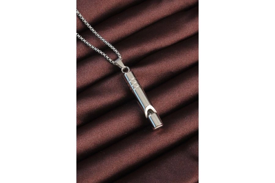 Shoecide Acil Durum Düdüğü 316l Çelik Kararma Yapmaz Yüksek Desibel Kolye Unisex