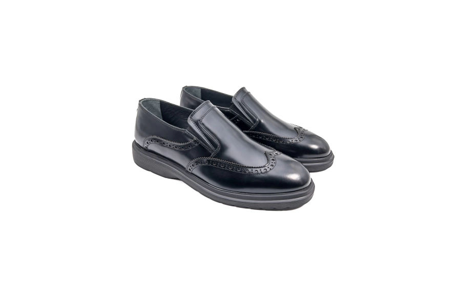 Shoecide Akor Siyah Açma Hakiki Deri Günlük Klasik Erkek Ayakkabı