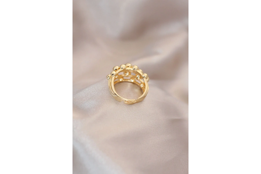 Shoecide Ayarlamalı Gold Renk Metal Bombeli Boluncuk Model Yüzük