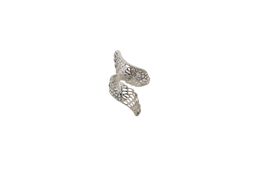Shoecide Ayarlamalı Silver Renk Metal Zirkon Taşlı Kanat Yüzük