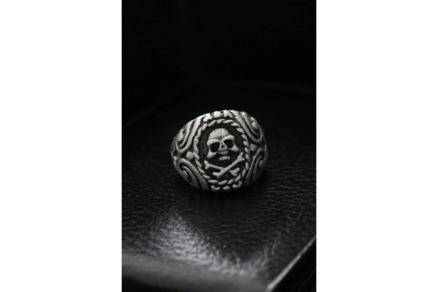 Shoecide Ayarlanabilir Desenli Kurukafa Model Erkek Yüzük