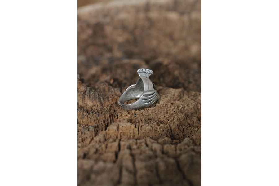 Shoecide Ayarlanabilir Miğferli Kuru Kafa Tasarımlı Erkek Yüzük