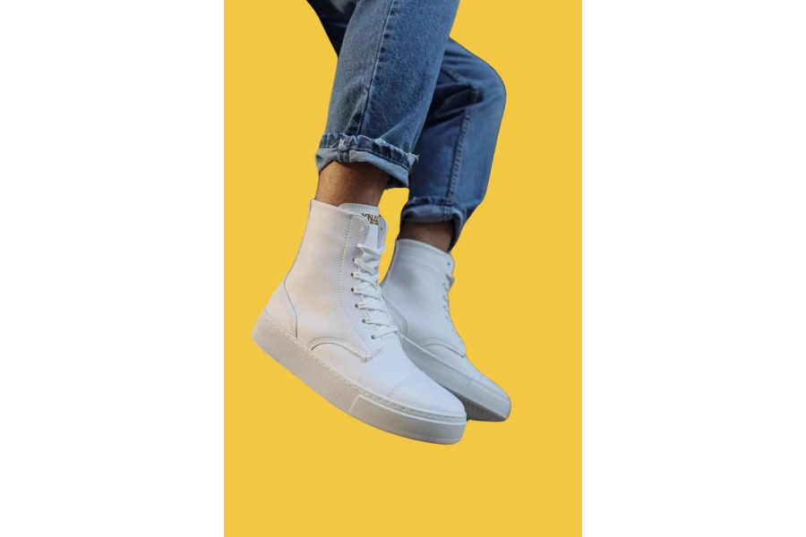 Shoecide Bağcıklı Beyaz Erkek Spor Bot 022