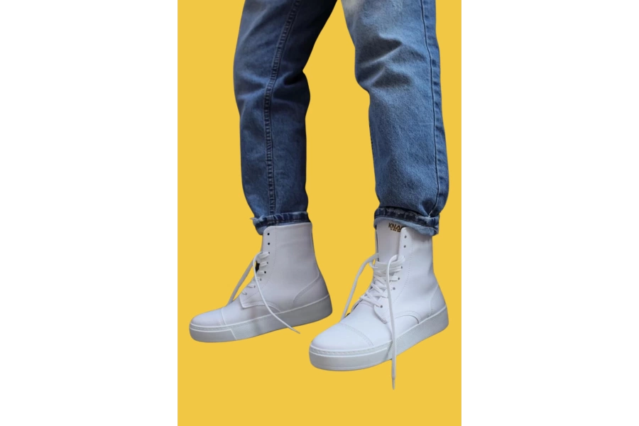 Shoecide Bağcıklı Beyaz Erkek Spor Bot 022
