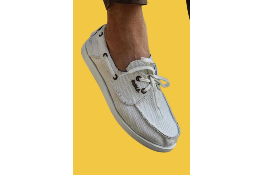 Shoecide Bağcıklı Mevsimlik Keten Beyaz Erkek Loafer Ayakkabı 008