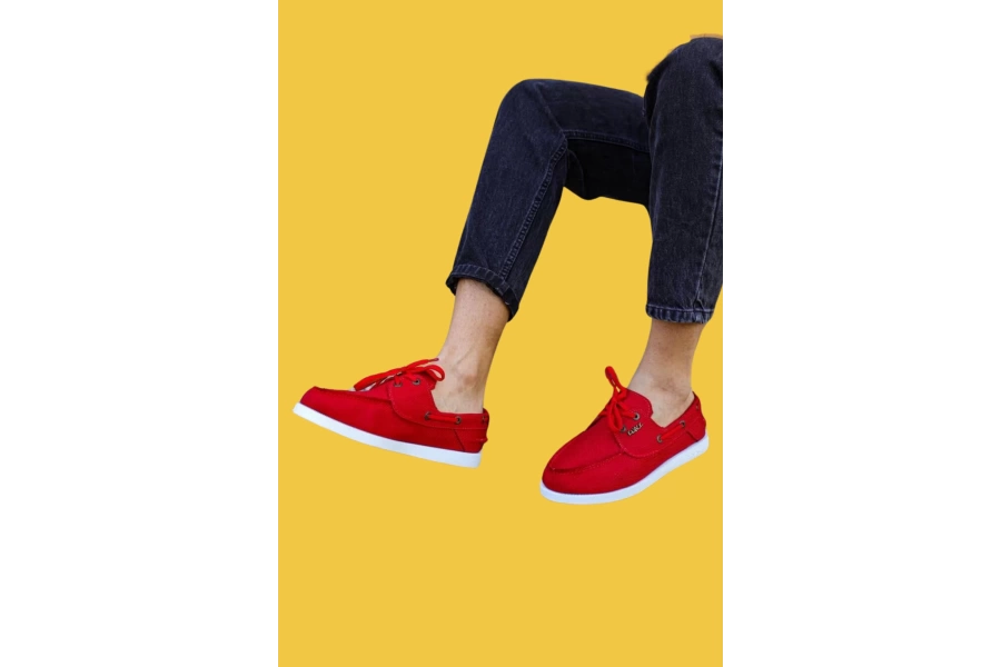 Shoecide Bağcıklı Mevsimlik Keten Kırmızı Erkek Günlük Ayakkabı 008