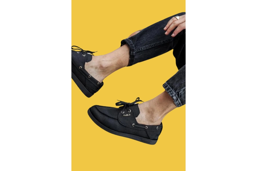 Shoecide Bağcıklı Mevsimlik Keten Siyah Erkek Günlük Ayakkabı 008 (siyah Taban)