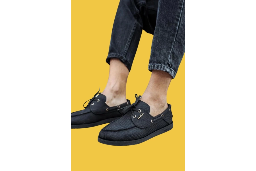 Shoecide Bağcıklı Mevsimlik Keten Siyah Erkek Günlük Ayakkabı 008 (siyah Taban)