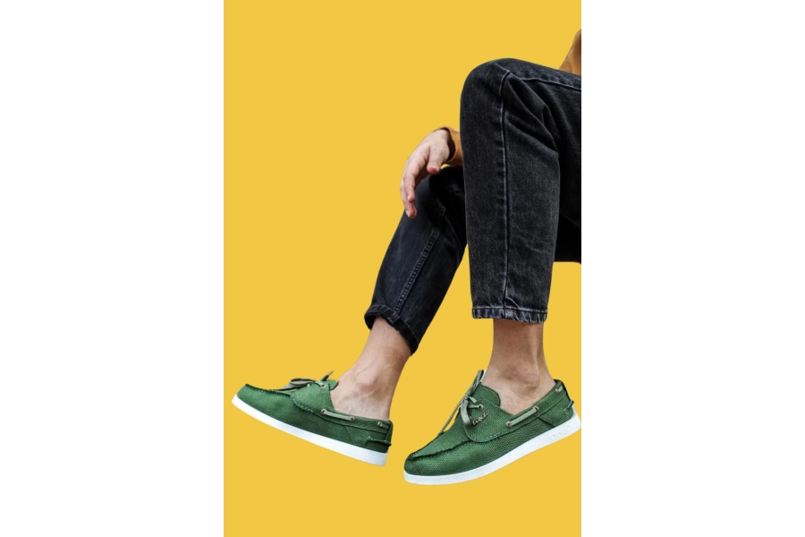Shoecide Bağcıklı Mevsimlik Keten Yeşil Erkek Loafer Ayakkabı 008
