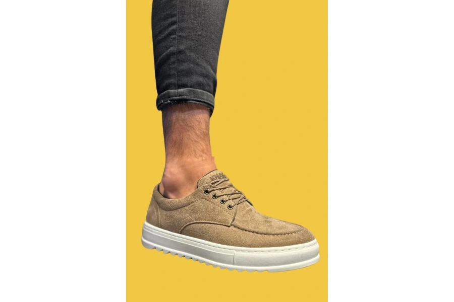 Shoecide Bağcıklı Rahat Taban Camel Süet Erkek Günlük Ayakkabı T12