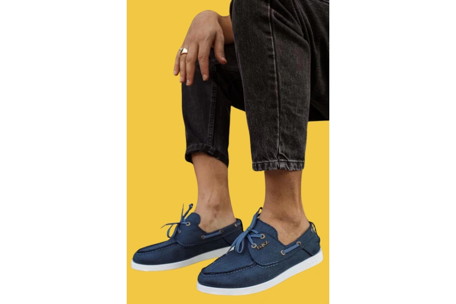Shoecide Bağcıklı Rahat Taban Mavi Erkek Mevsimlik Keten Ayakkabı 008