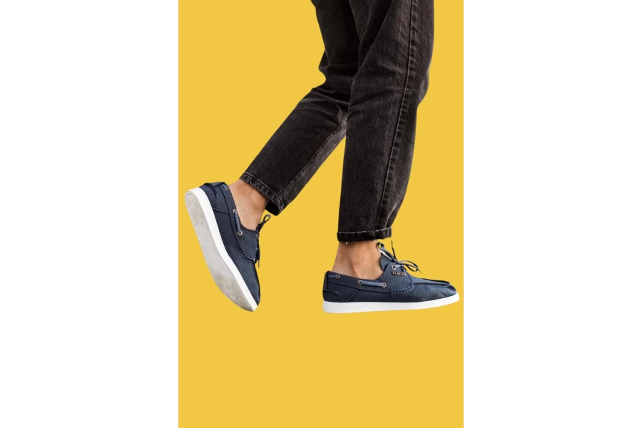 Shoecide Bağcıklı Rahat Taban Mavi Erkek Mevsimlik Keten Ayakkabı 008