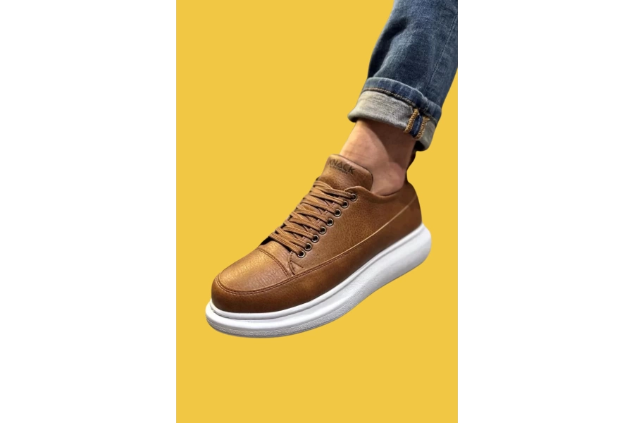 Shoecide Bağcıklı Rahat Yüksek Taban Taba Erkek Günlük Ayakkabı 814