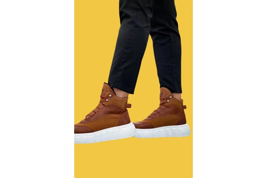 Shoecide Bağcıklı Rahat Yüksek Taban Taba Erkek Spor Bot 104