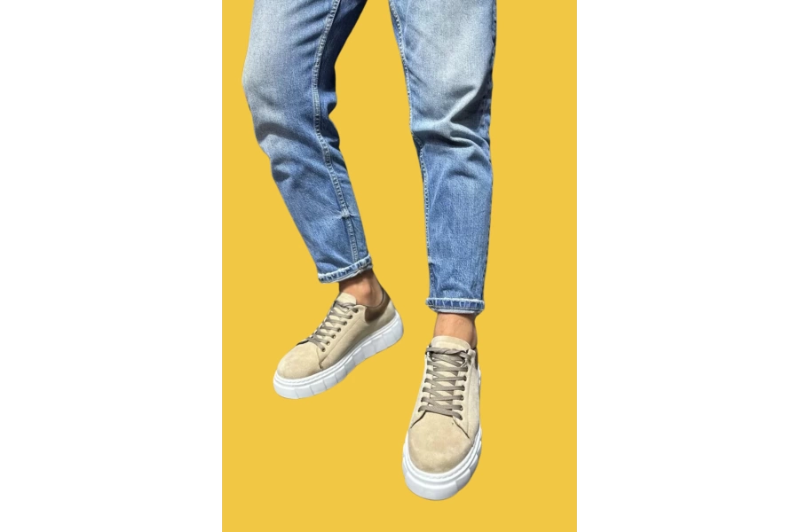 Shoecide Bağcıklı Tasarım Yüksek Taban Vizon Süet Erkek Günlük Ayakkabı 144