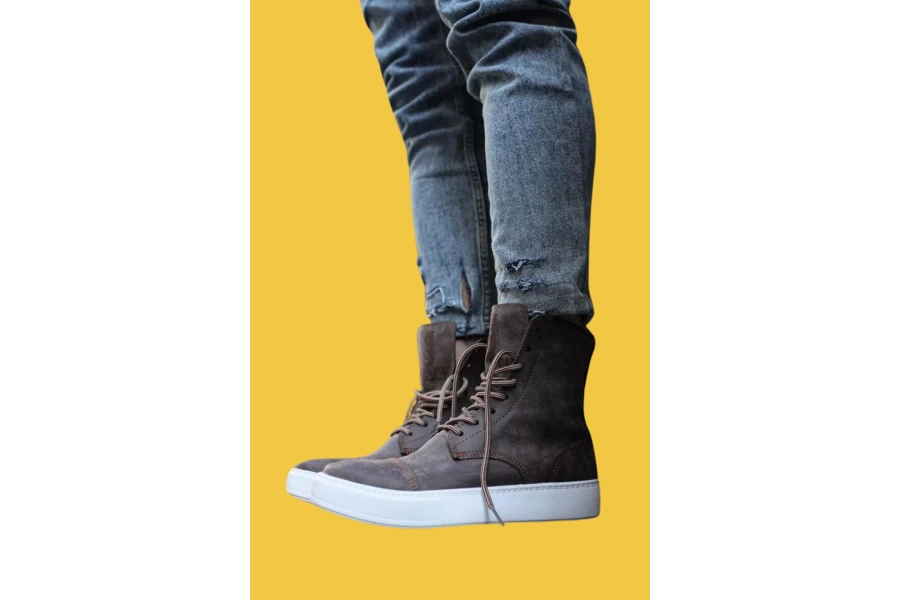 Shoecide Bağcıklı Yüksek Taban Kahverengi Erkek Spor Bot 022