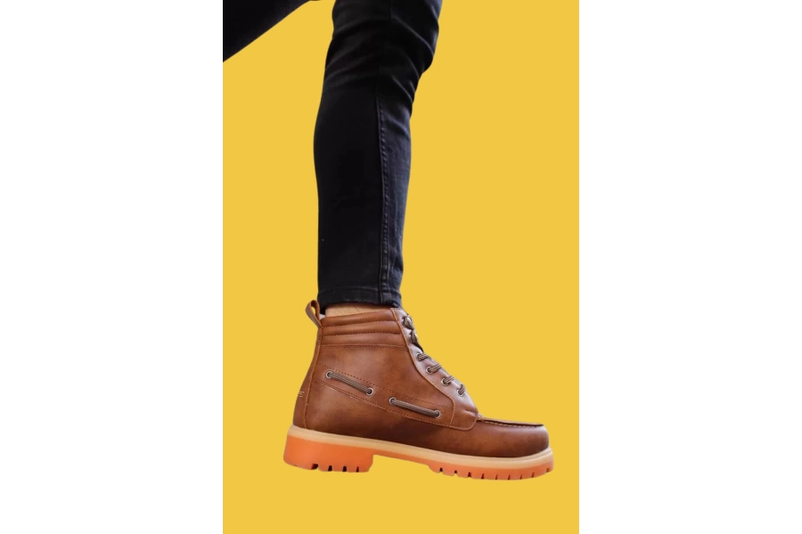 Shoecide Bağcıklı Yüksek Taban Taba Erkek Loafer Bot Ayakkabı B-020