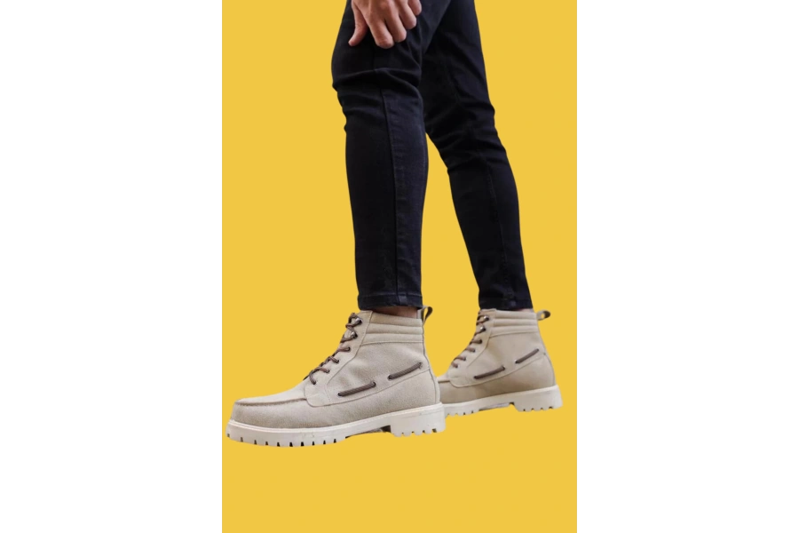 Shoecide Bağcıklı Yüksek Taban Taş Erkek Loafer Bot B-020
