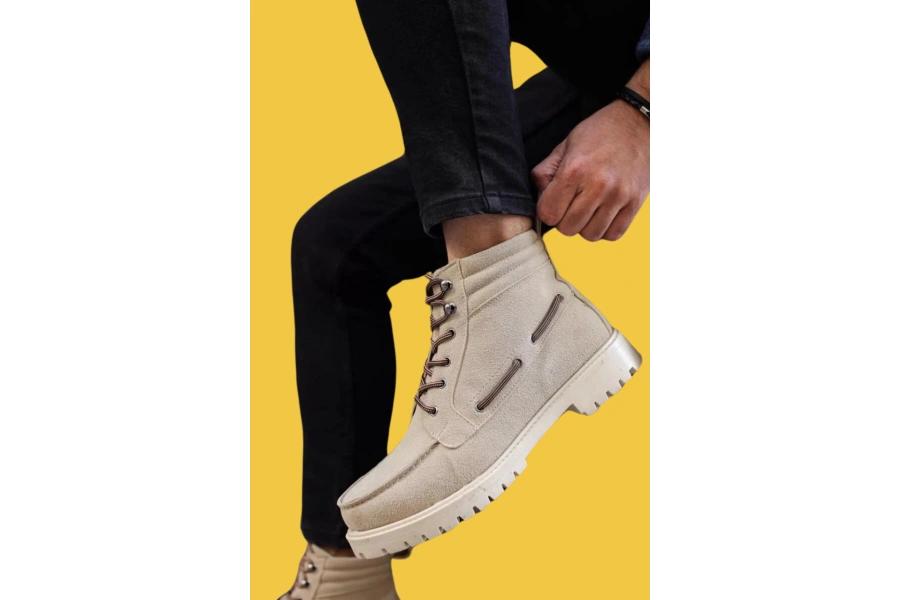 Shoecide Bağcıklı Yüksek Taban Taş Erkek Loafer Bot B-020