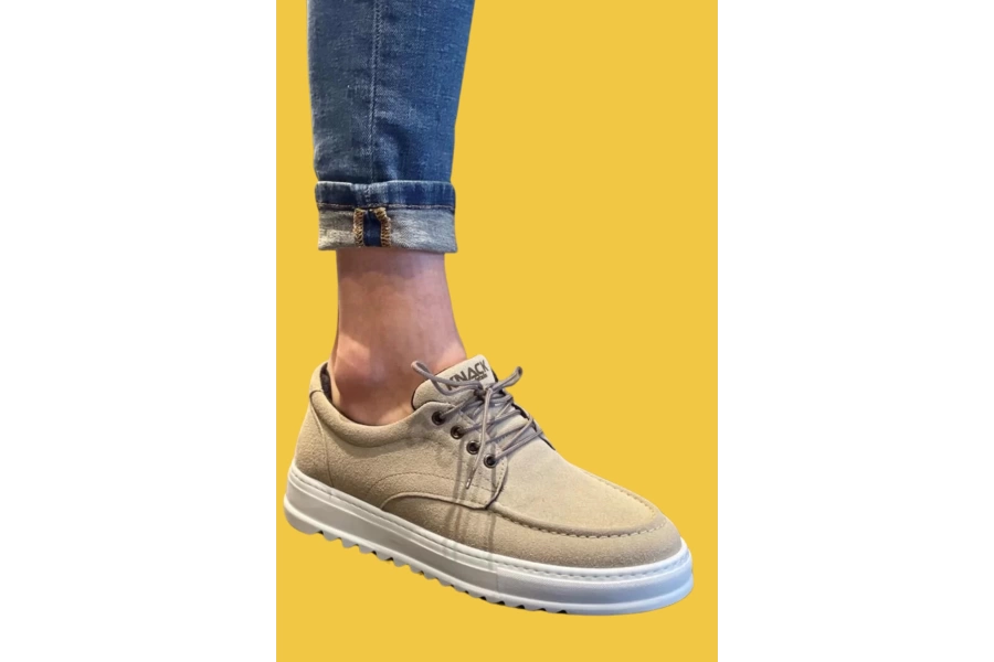 Shoecide Bağcıklı Yüksek Taban Vizon Süet Erkek Günlük Ayakkabı T12