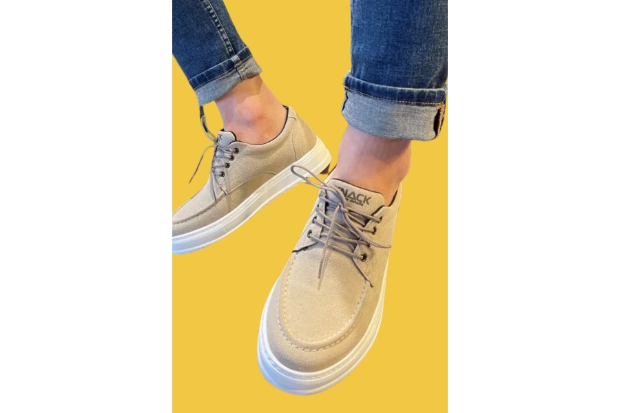 Shoecide Bağcıklı Yüksek Taban Vizon Süet Erkek Günlük Ayakkabı T12