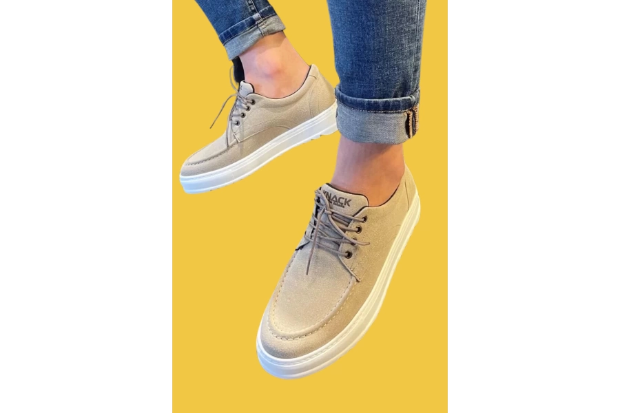 Shoecide Bağcıklı Yüksek Taban Vizon Süet Erkek Günlük Ayakkabı T12