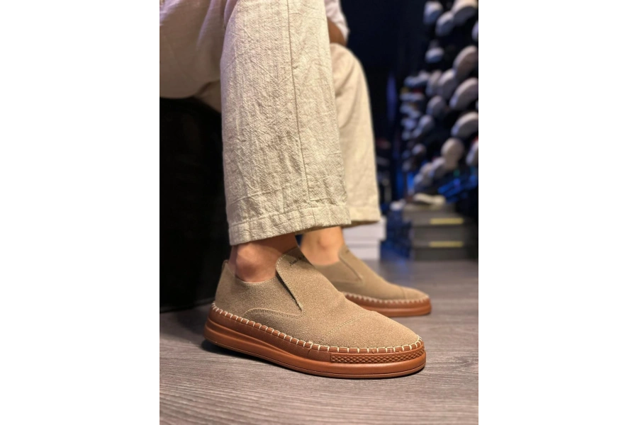 Shoecide Bağcıksız Mevsimlik Süet Ayakkabı 019 Camel (süet)