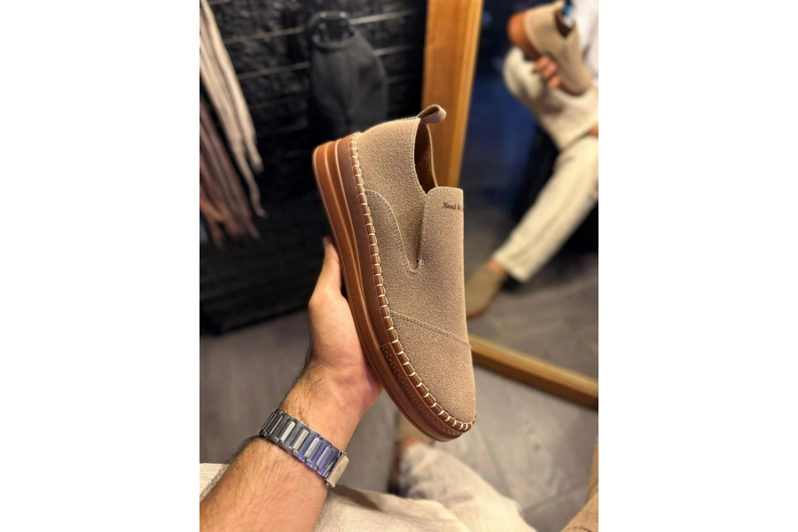 Shoecide Bağcıksız Mevsimlik Süet Ayakkabı 019 Camel (süet)