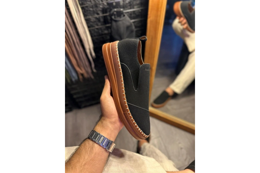 Shoecide Bağcıksız Mevsimlik Süet Ayakkabı 019 Siyah