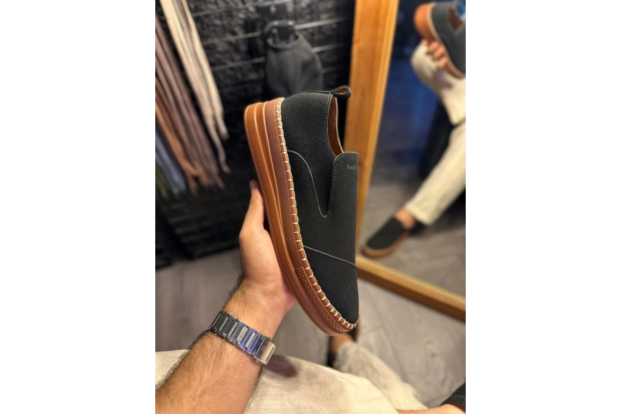 Shoecide Bağcıksız Mevsimlik Süet Ayakkabı 019 Siyah