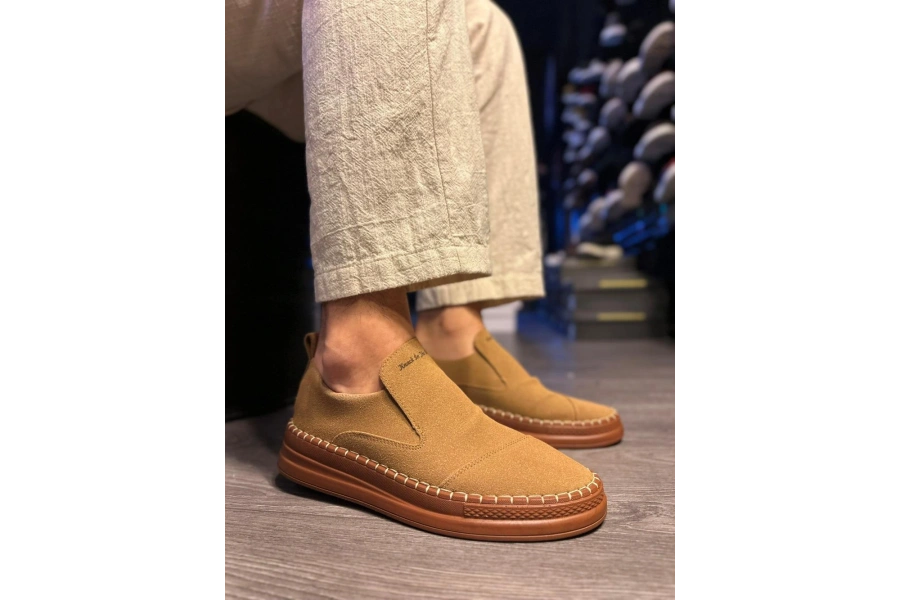 Shoecide Bağcıksız Mevsimlik Süet Ayakkabı 019 Taba