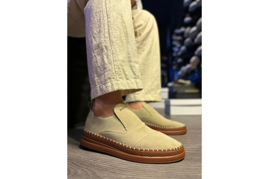 Shoecide Bağcıksız Mevsimlik Süet Ayakkabı 019 Vizon